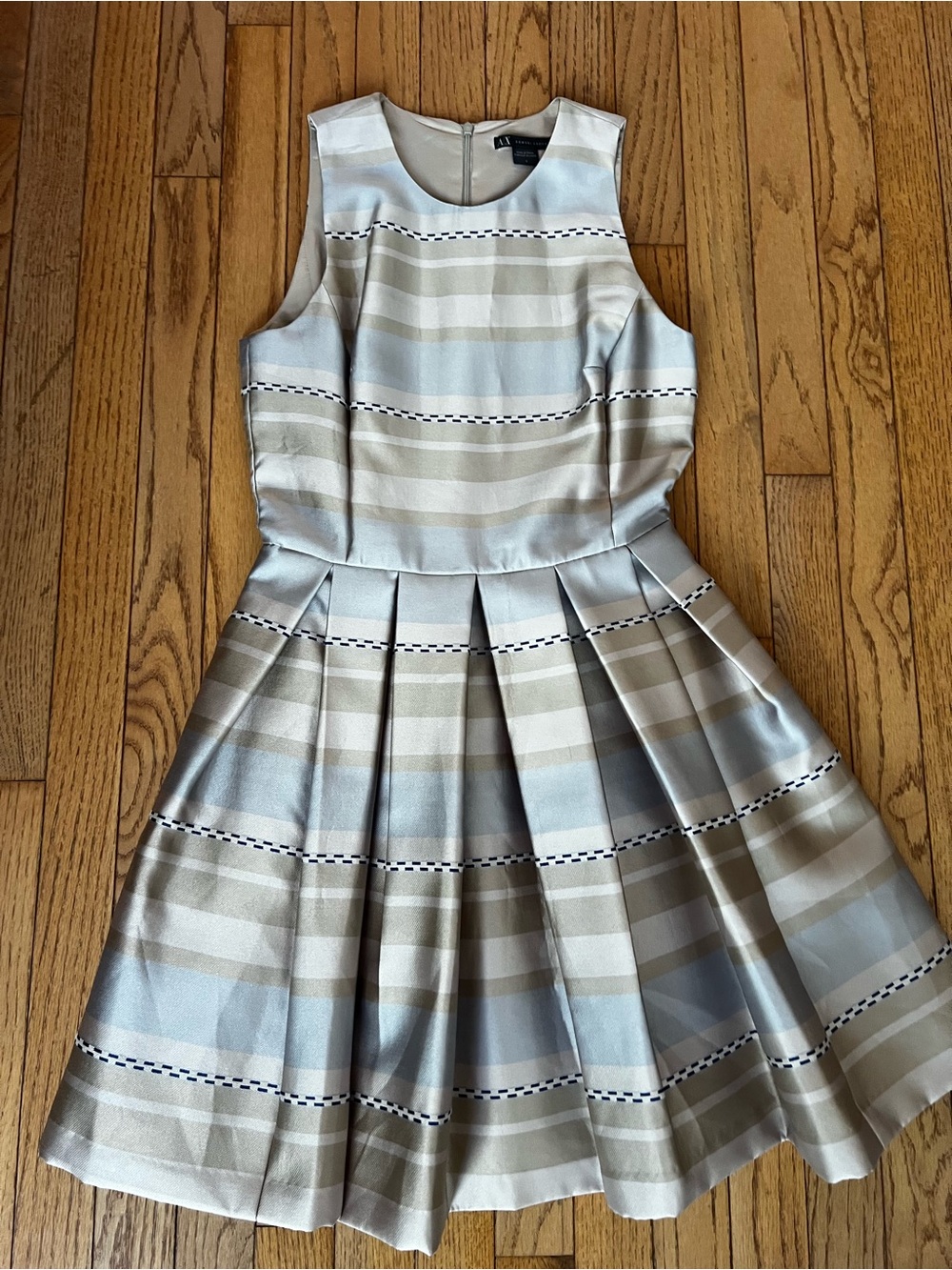 Armani Exchange Sleeveless Striped Dress Pockets Taupe and Beige Size 2